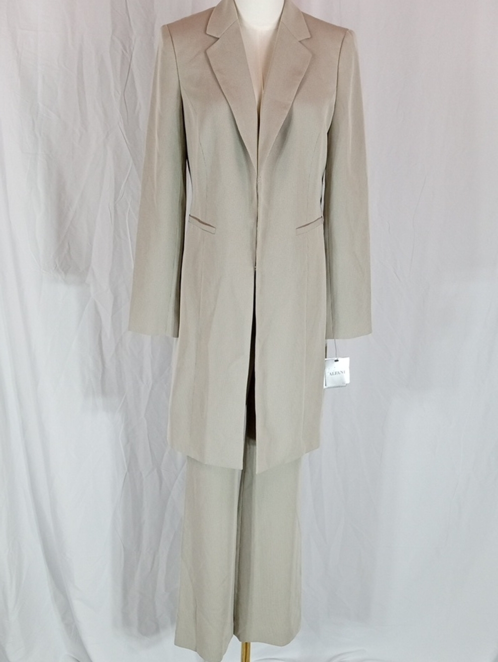 Alfani Cream Longline Blazer and Wide-Leg Pantsuit Size 4 Korea NWT